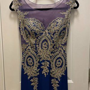 Cinderella Divine 2635 A-Line Chiffon Embellished Bodice Prom Formal Dress O 2